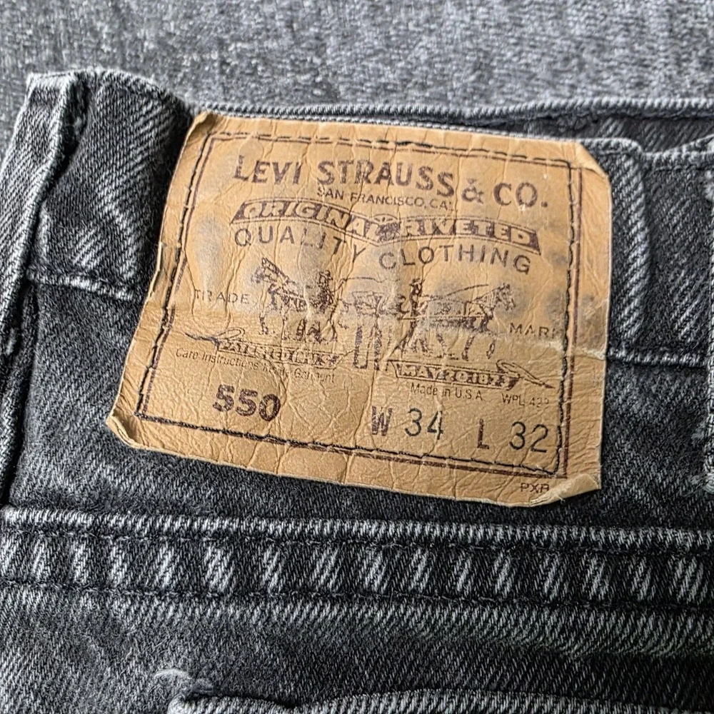 Vtg Levis 550 Jeans Mens 34x32 Fit 32x29 Black Orange Tab Relaxed 90s Denim USA
